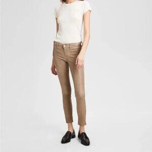 J BRAND Womens Trousers Maude Slim Fit Leather Beige Size 29